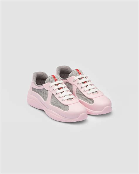 prada white pink sneakers|prada leather sneakers women's.